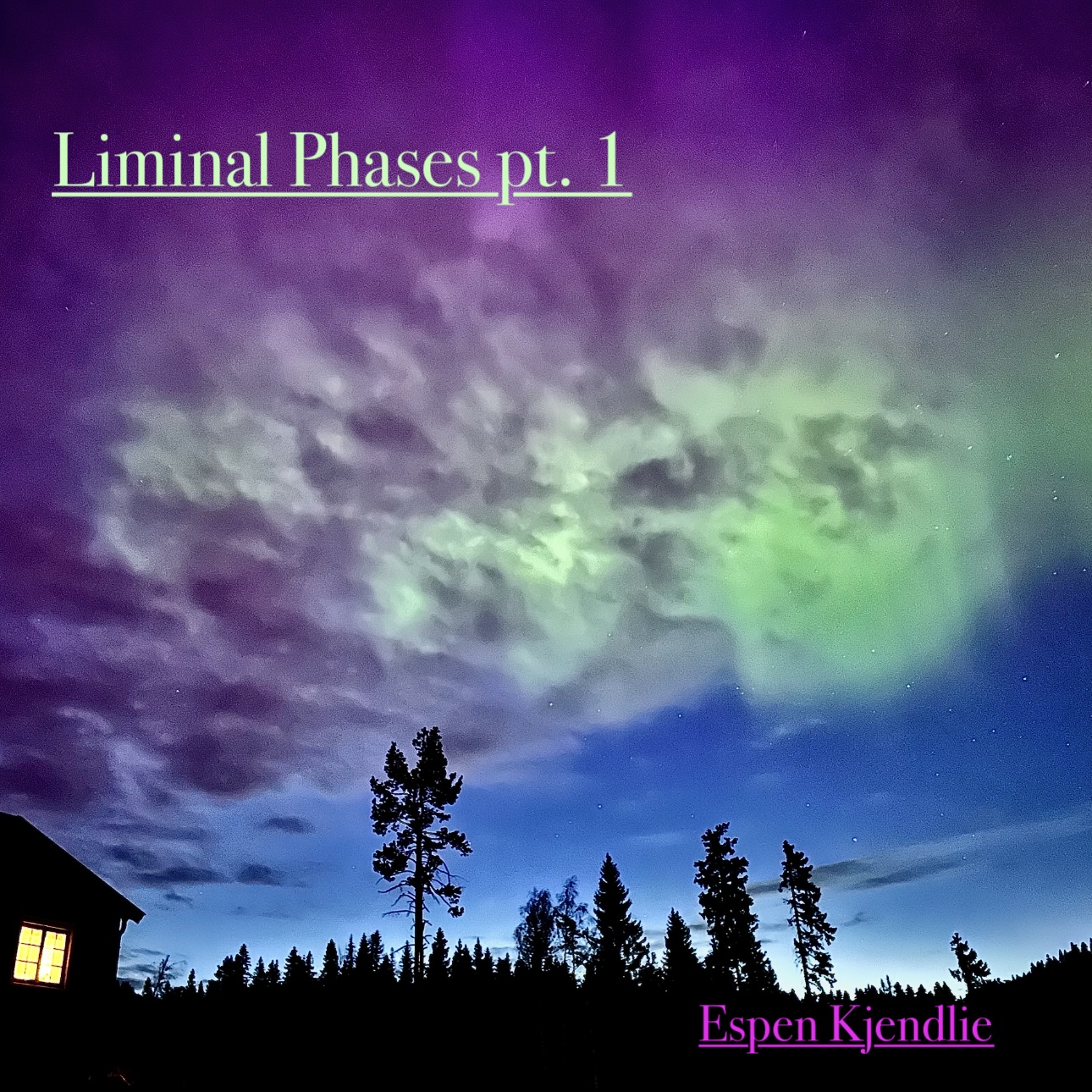 Liminal Phases pt. 1 cover artwork with northern lights over a forest