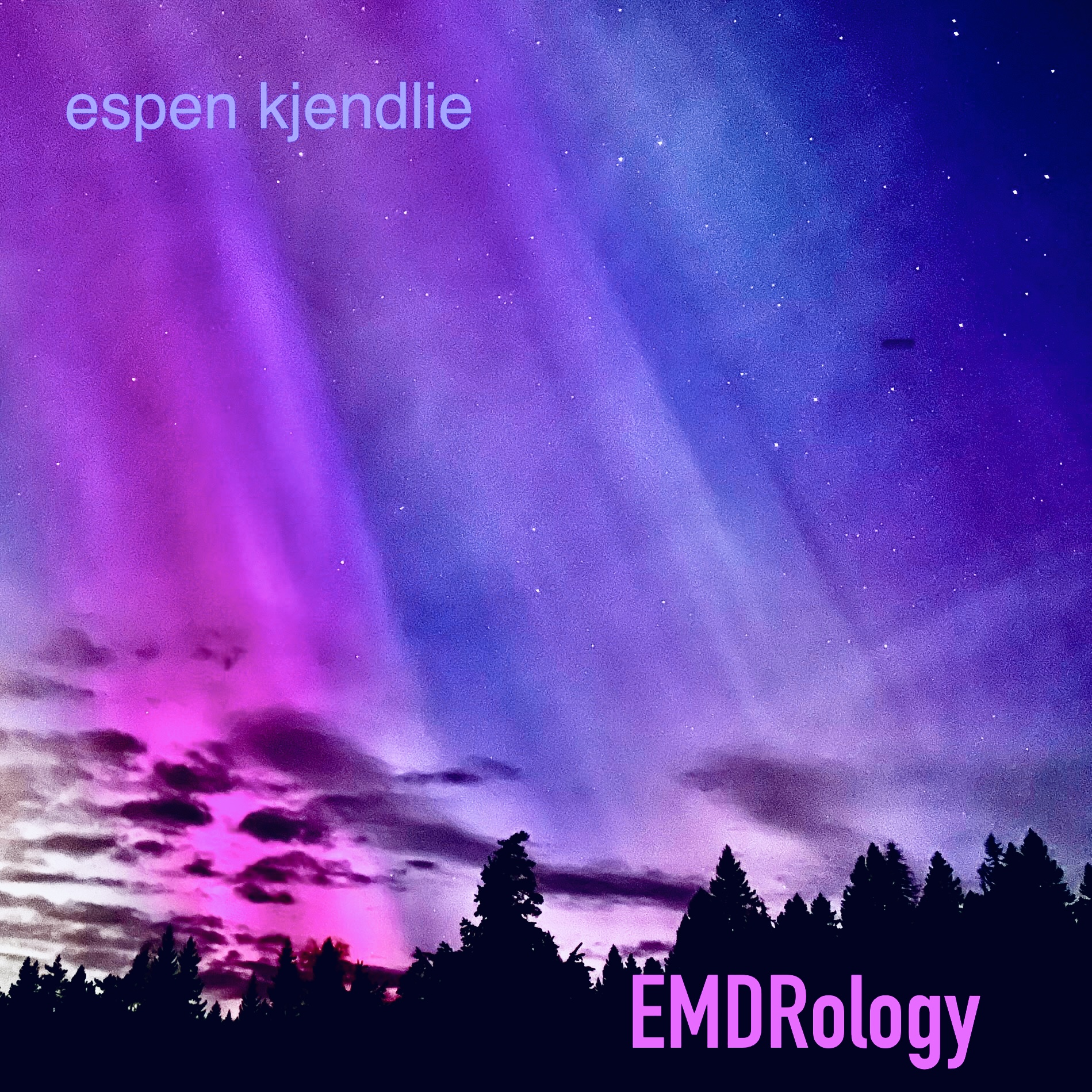 EMDRology cover artwork with pink and blue aurora over a treeline